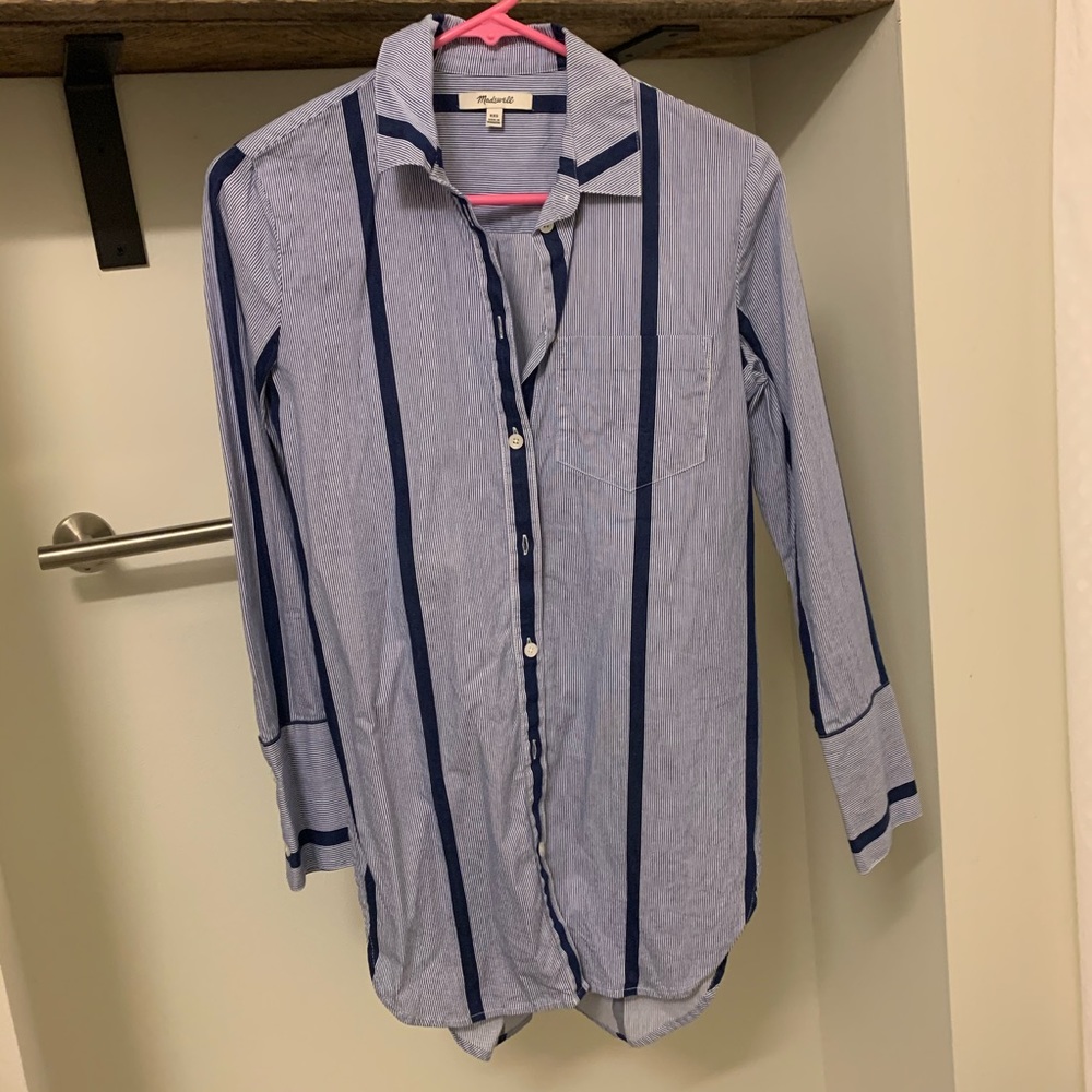 Madewell Striped Tunic Collared Button Shirt - image 4